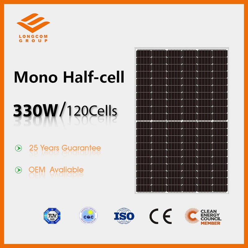 Elektrik İçin Yarım Hücre Güneş Enerjisi Paneli 330W