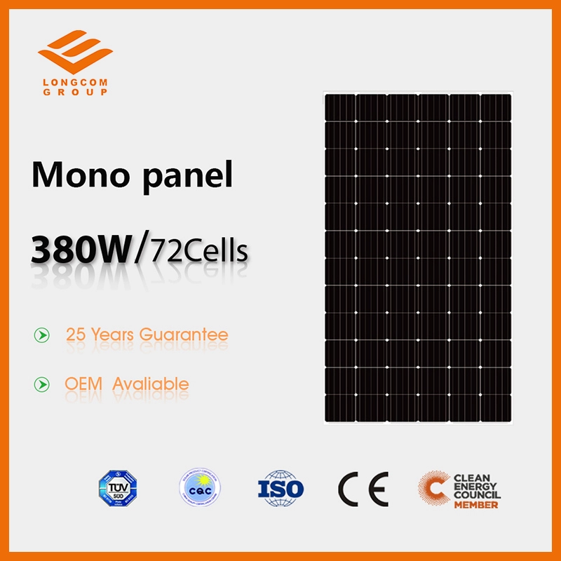 CE TÜV Sertifikalı Yüksek Verimli 380W Mono Güneş Paneli