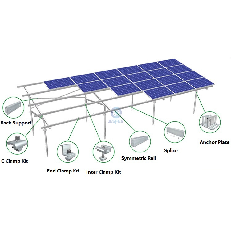 Zemin Alüminyum Güneş Paneli Montaj Yapısı Sistemi