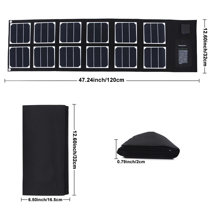 Dizüstü bilgisayar ve cep telefonu için 40W güneş enerjisi güneş paneli taşınabilir güneş enerjisi şarj cihazı