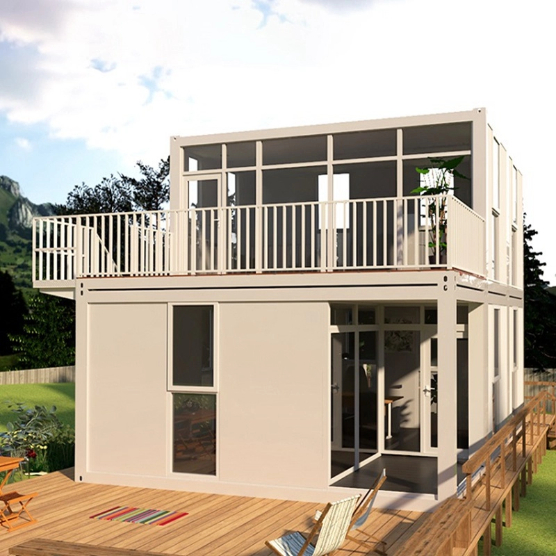 Prefabrik Hızlı Kurulum 20ft İki Katlı Modern Tasarım Standart Villa Düz Paketli Nakliye Konteyner Evi