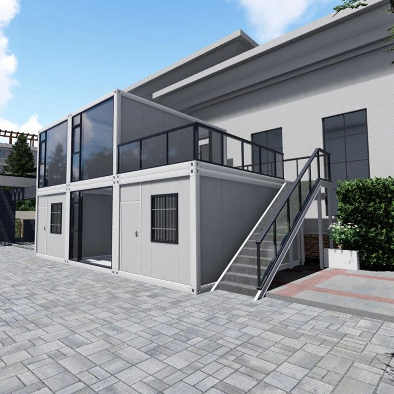 Prefabrik Hızlı Kurulum 20ft İki Katlı Modern Tasarım Standart Villa Düz Paketli Nakliye Konteyner Evi