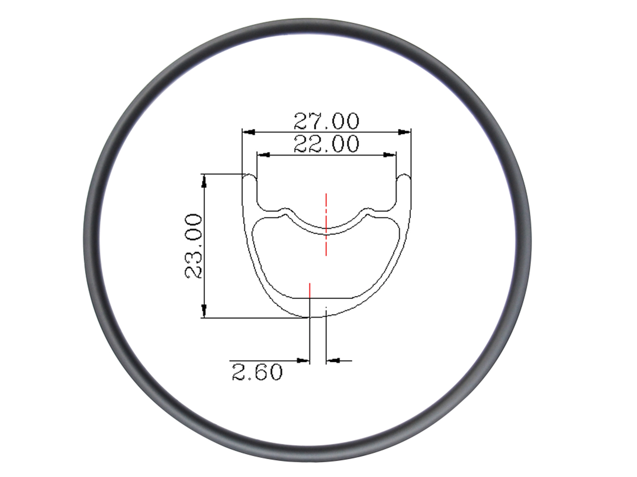 Asimetrik 27 mm Genişlik 25 mm derinlik Hafif XC Karbon Jantlar