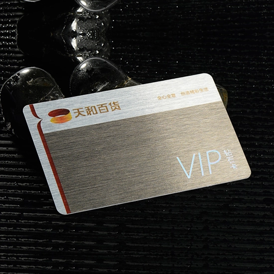 Gümüş Renk Fırçalı Paslanmaz Çelik VIP Kart