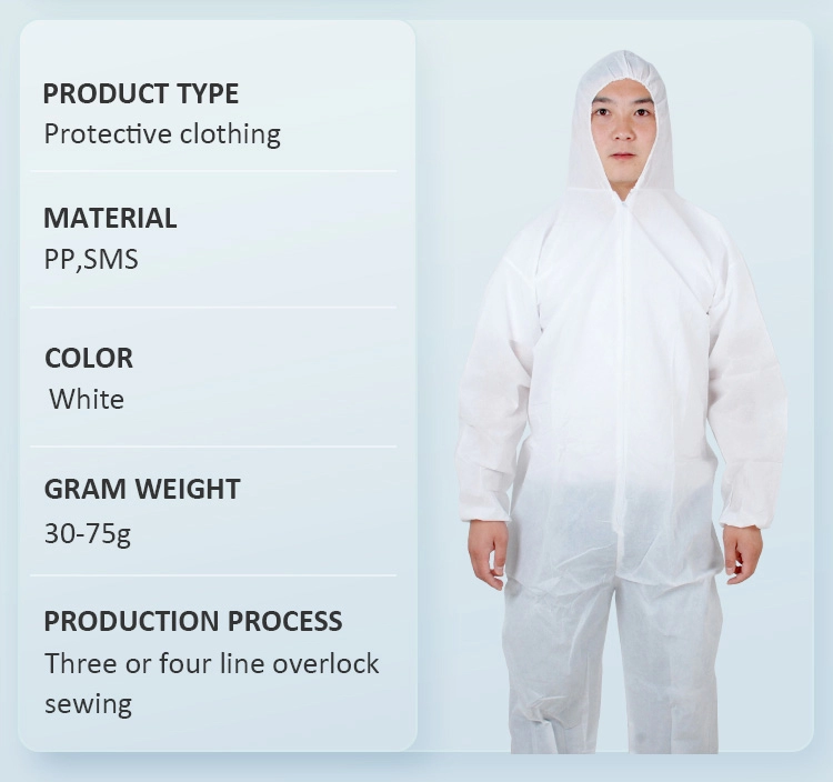 Tıbbi tek kullanımlık tulum beyaz izolasyon elbise koruması