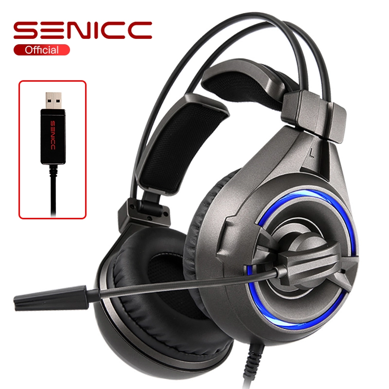LED mikrofonlu SENICC A6 Virtual 7.1 USB oyun kulaklığı