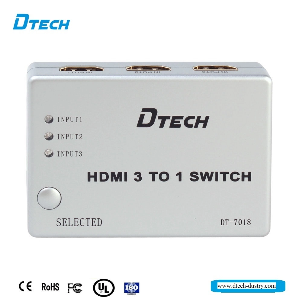 DTECH DT-7018 3'ü 1 arada HDMI SWITCH desteği 1080p ve 3D