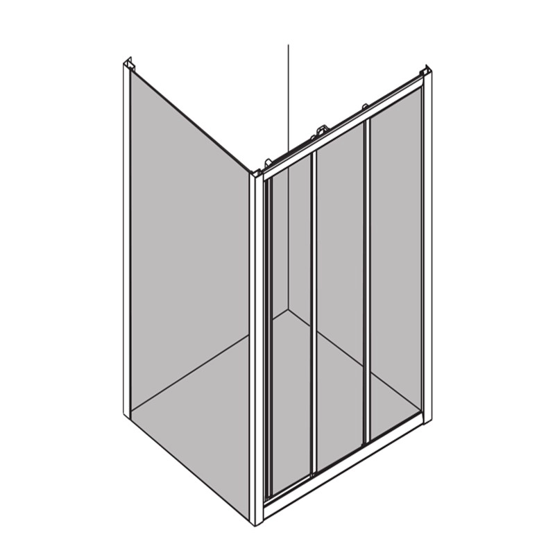 6mm sabit panelli 4mm üçlü sürgülü duş kapısı