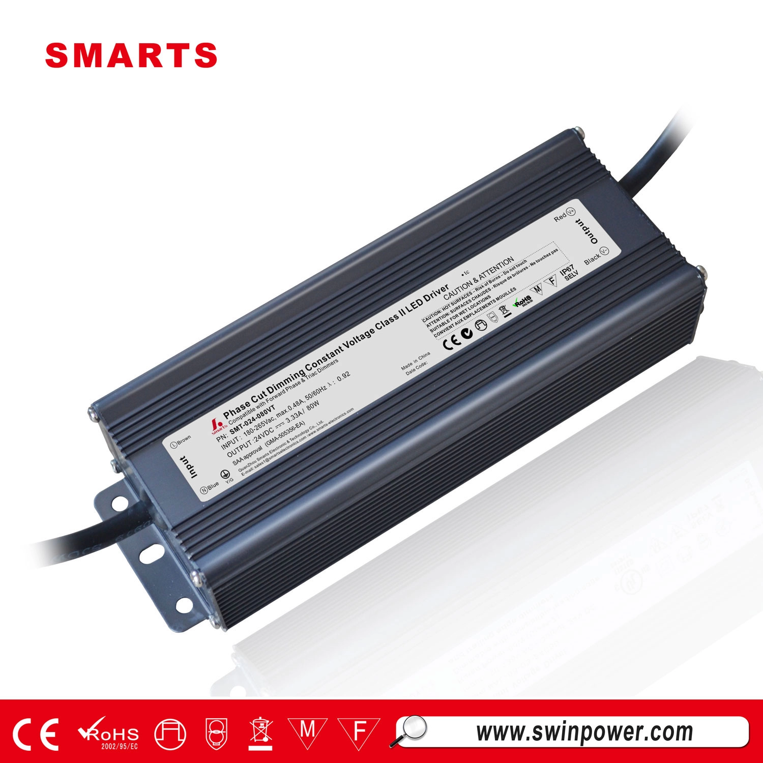 Karartma sabit voltajlı LED sürücü 24v 80w led güç kaynağı bağlantı kutusu ile