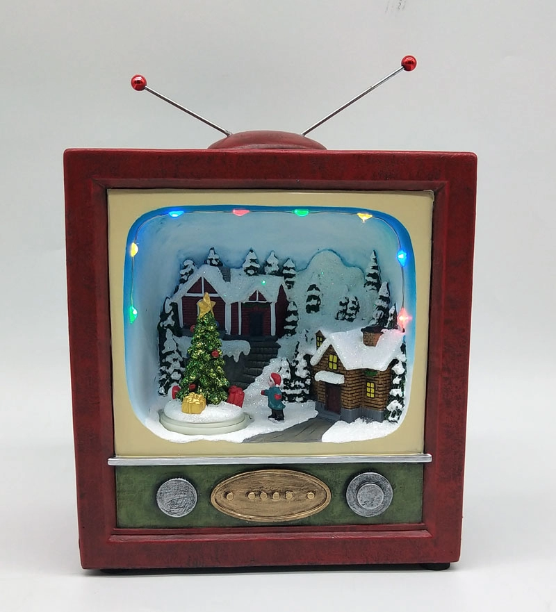 TV İçinde Hareketli Noel Ağacı ile LED Noel Köyü