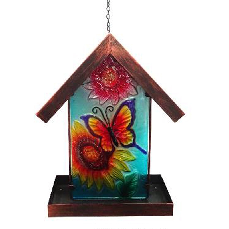 Cam Kelebek Kuş Besleyici - Açık Havada Asılı Güneş Çim Süsleme, Yard Art