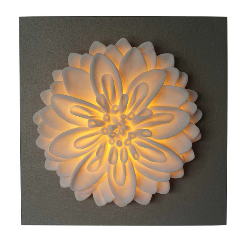 Led Işıklı Duvar Sanatı Kumtaşı Çiçek MDF Plaketi