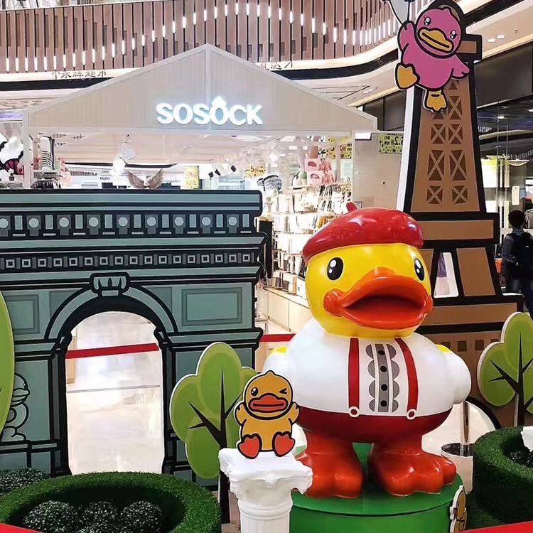 Alışveriş merkezi için fiberglas karikatür ördek dev ördek heykeli