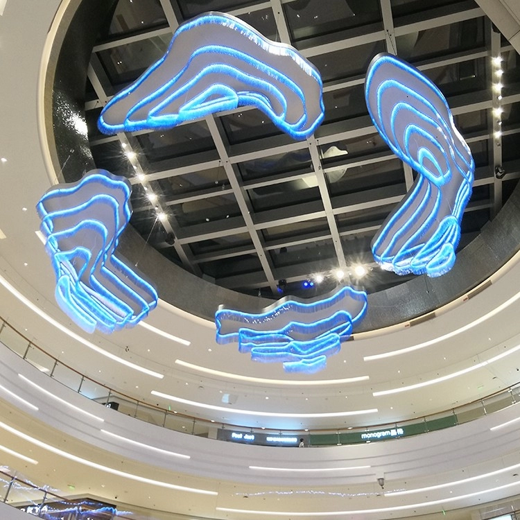 Alışveriş merkezi için parlak asılı bulut dekorasyonu