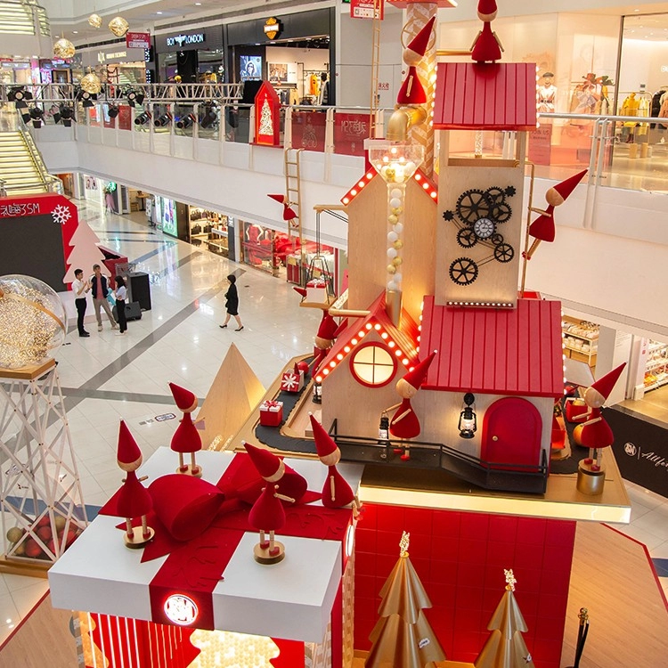 Alışveriş merkezi merkezi için moda kırmızı Noel dekorasyonu