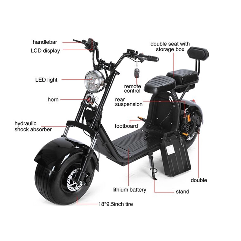 En iyi fiyat 1500w scooter 45kmh maksimum hız elektrikli citycoco yetişkin moda ürünü citicoco 2 büyük yağ lastiği