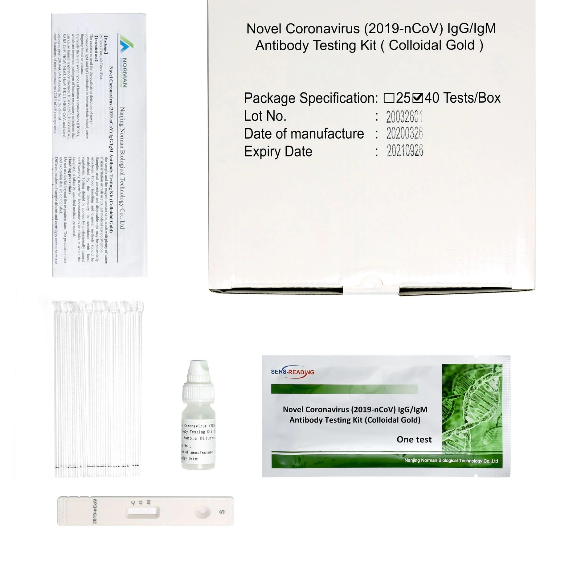 Yeni Coronavirüs (2019-nCoV) IgG/IgM Antikor Test Kiti (Kolloidal Altın)