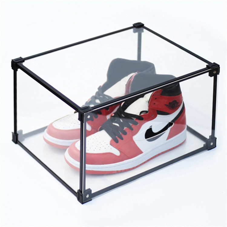 açılan ön kutu akrilik Toz geçirmez ayakkabı kutusu akrilik depolama Koleksiyon için