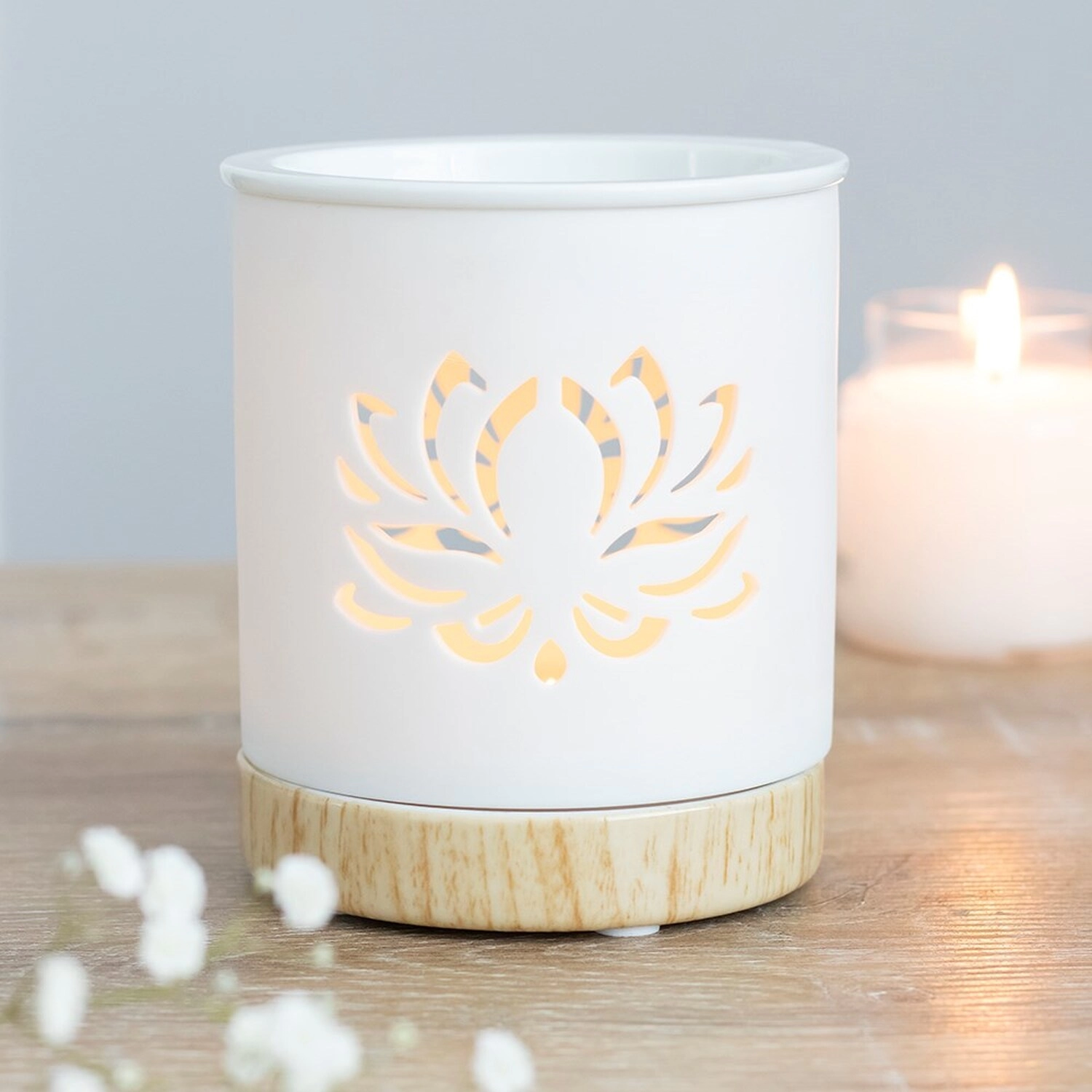 El Yapımı Beyaz Lotus Çiçeği Seramik Balmumu Eriyik Brülörü