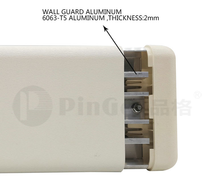 4" (102mm) duvar tampon rayı koruyucusu duvardan 1" (25mm) uzanır