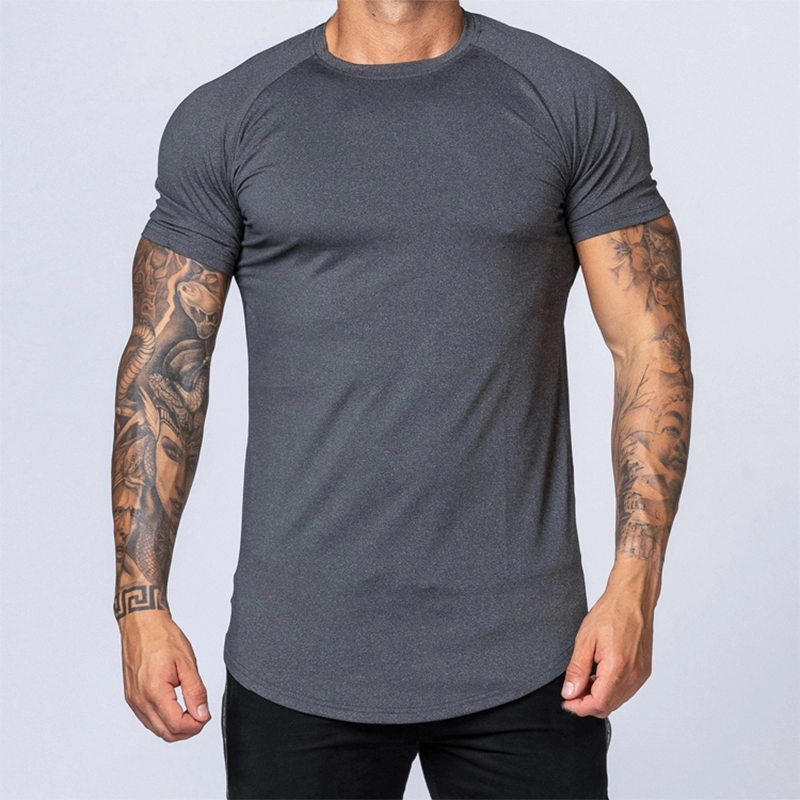 Erkekler için Yuvarlak Boyun Nefes Alabilir Polyester Spor T-shirt
