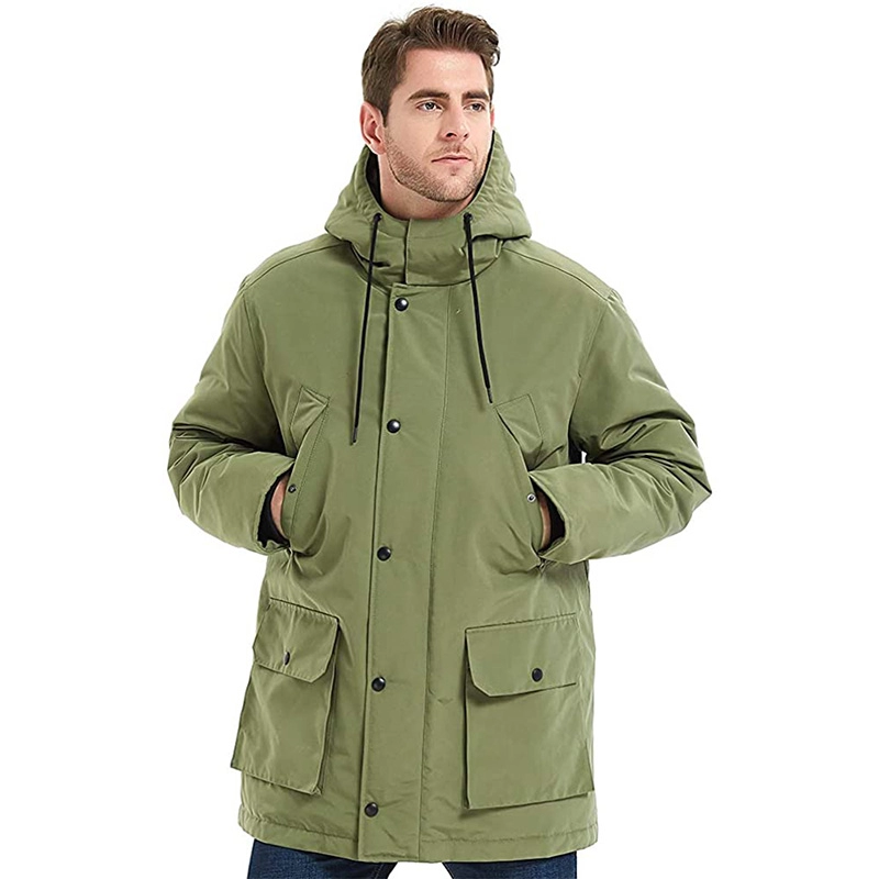 Kapüşonlu Relaxed Fit Coat ile erkek kalın kış dış mekan aşağı ceket