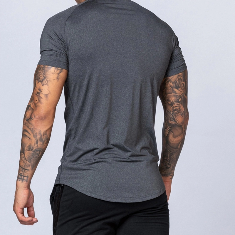 Erkekler için Yuvarlak Boyun Nefes Alabilir Polyester Spor T-shirt