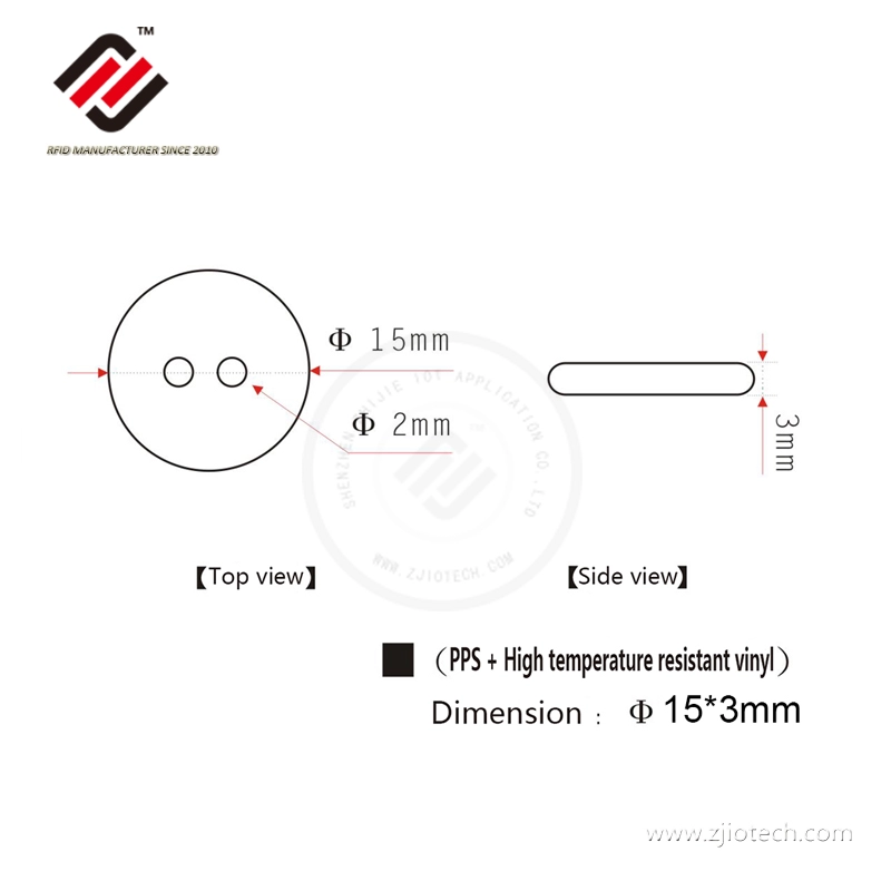 HF ICode Slix 15mm Yuvarlak Isıya Dayanıklı PPS RFID Etiketi