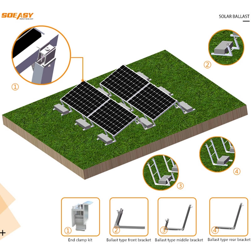 Hareketli pv güneş düz çatı montaj sistemi