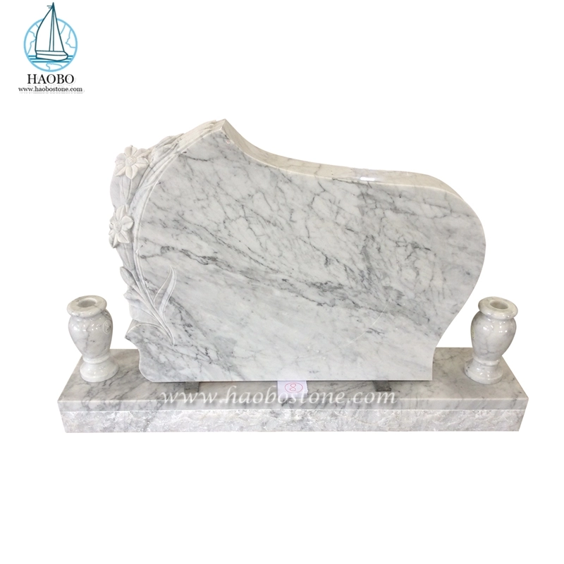 Haobo Taş Mermer Carrara Beyaz Zambak Oyma Mezar Taşı