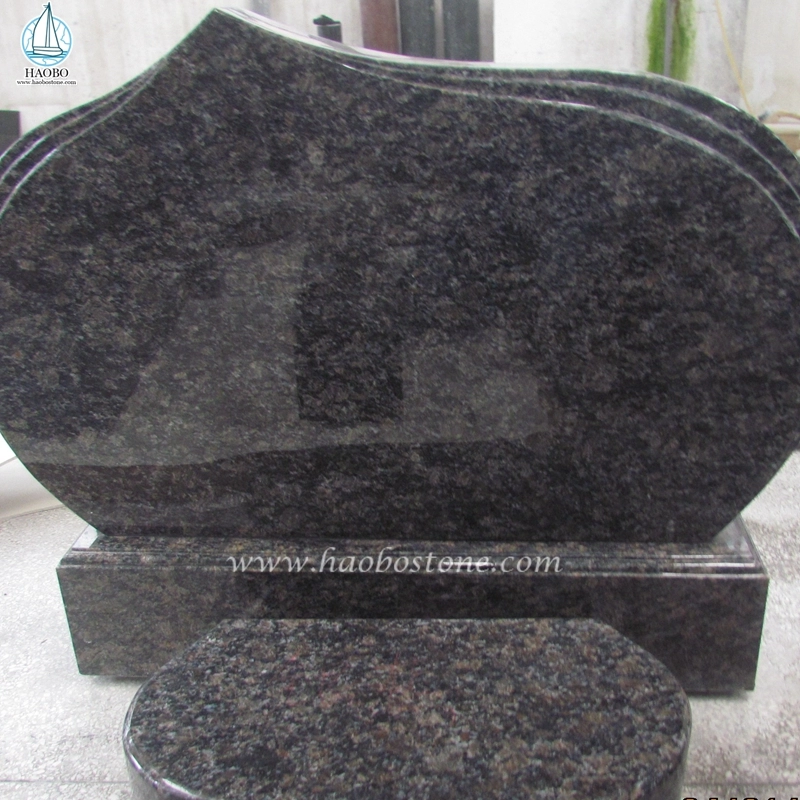 Doğal Granit Safir Kahverengi Basit Tasarım Cenaze Mezar Taşı