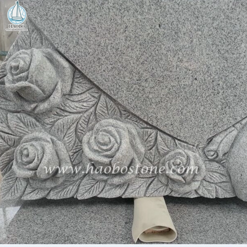 Çin Gri Granit G633 Melek Gül Oyma Mezar Taşı