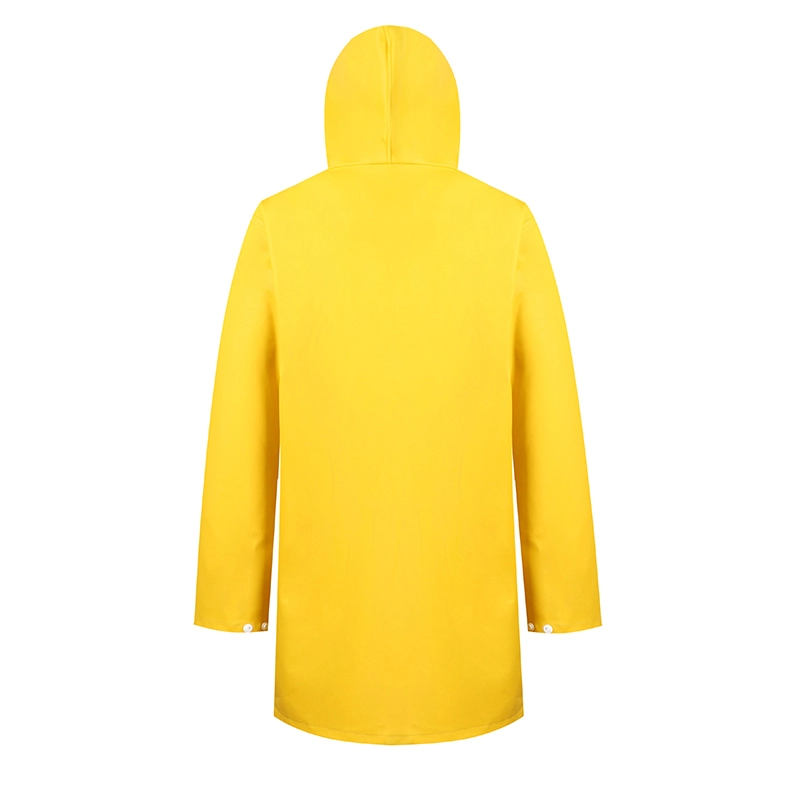 Kadın Modası Uzun Stil Sarı Su Geçirmez PU Yağmurluk