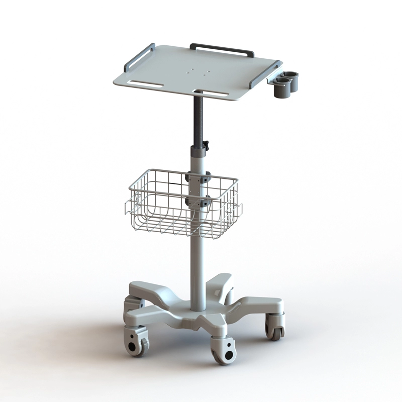 Tıbbi kullanım Yüksekliği ayarlanabilir EKG arabası, tarayıcı asılı kap ile