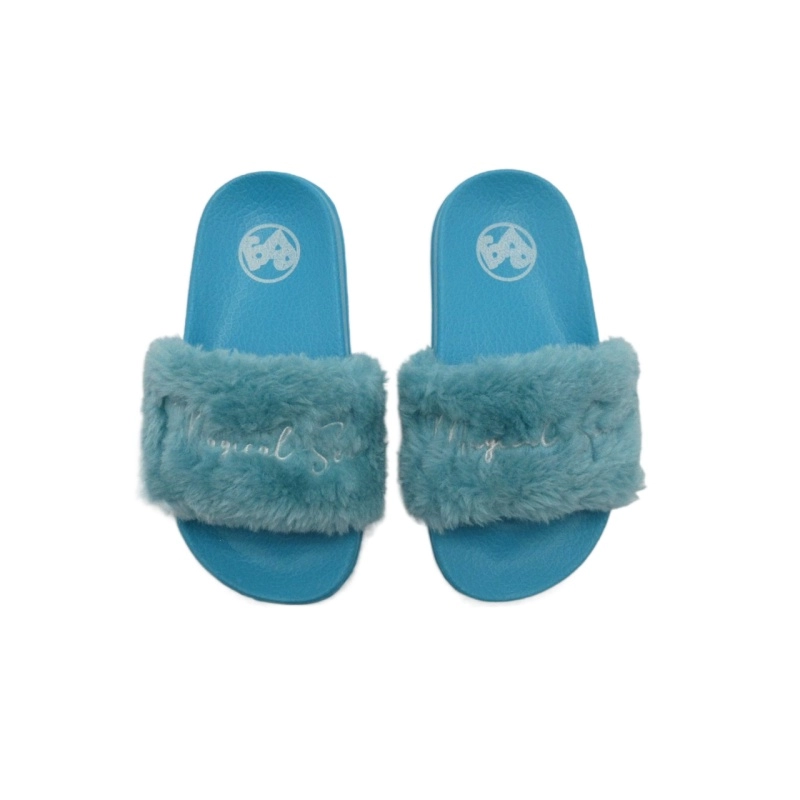 Kış Sıcak Çocuk Faux Fur Düz Slayt Sandalet