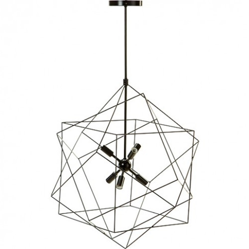 Modern siyah geometrik kafes sarkıt ışık