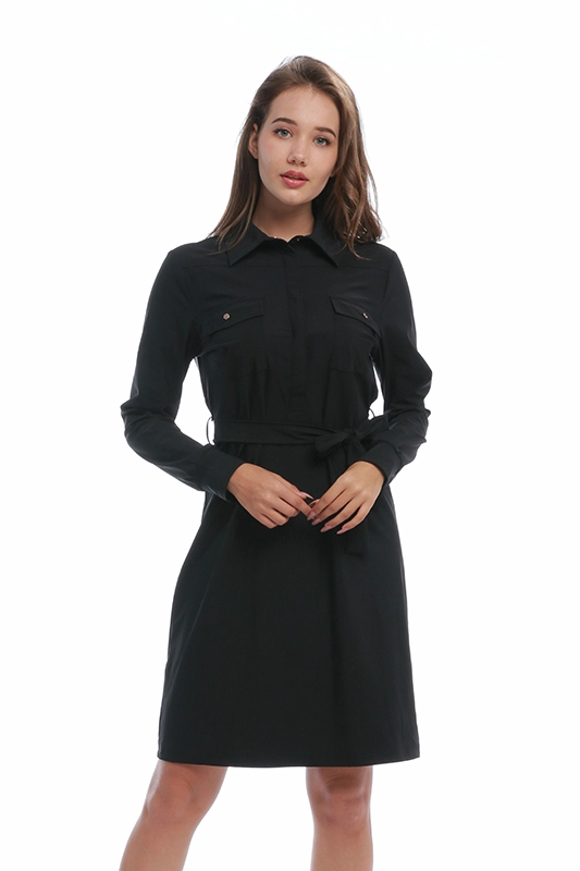 Bayan Giyim Üreticisi Polyamid Elastan Düz Diz Boyu Kadın Gömlek Elbise
