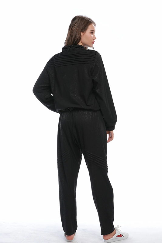 Casual Şık Siyah Çiçek Kaplama Baskı Kadın Sweatshirt & Sweat Pantolon Joggers Set