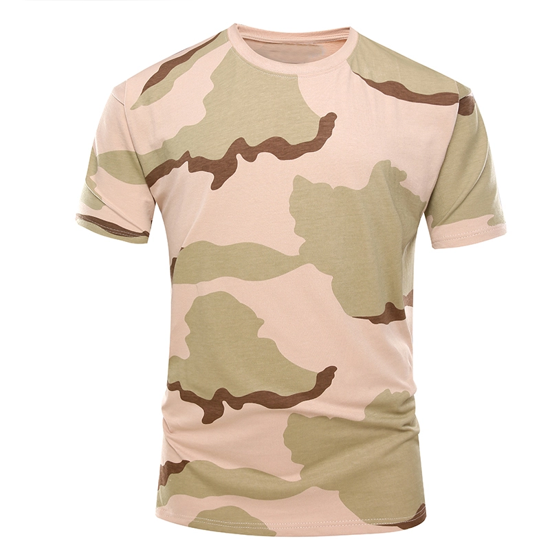 Askeri çöl kamuflaj rengi kısa kollu tişört