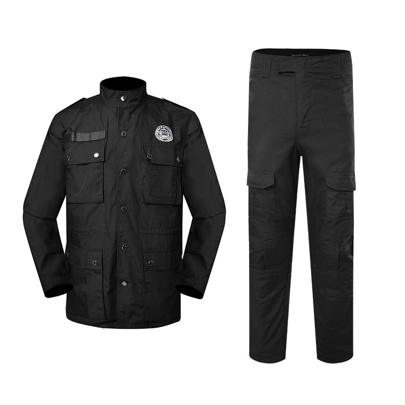 Siyah gerçek polis güvenlik taktik üniforması