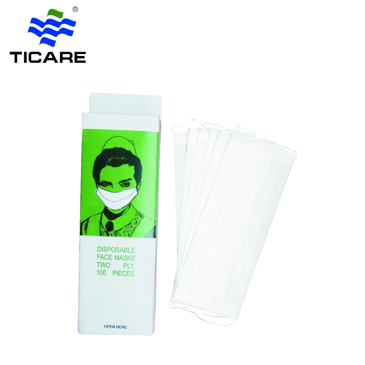 Gıda işleme ve klinik için tek kullanımlık kulak askısı 2 katlı kağıt yüz maskesi