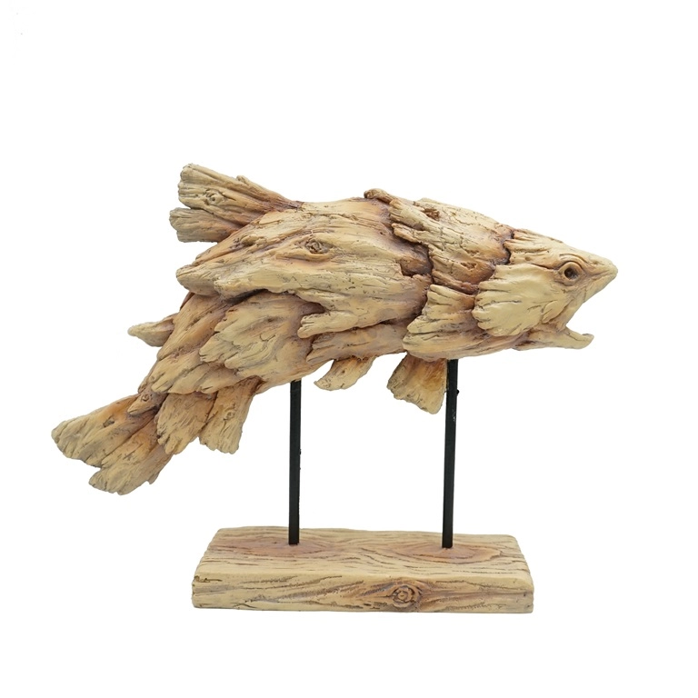 Driftwood Tasarım Reçine Sıçrayan Balık Heykeli