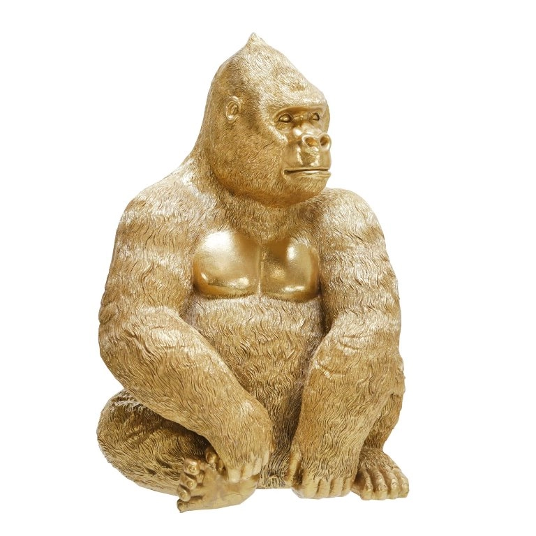 Reçine Altın Oturan Goril Heykelcik