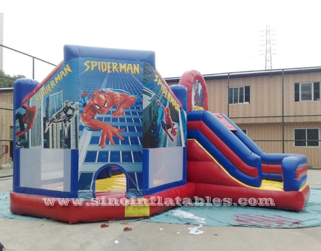 Çin Şişme'den satış fiyatı için slayt ile 6x5m çocuklar örümcek adam şişme atlama kalesi