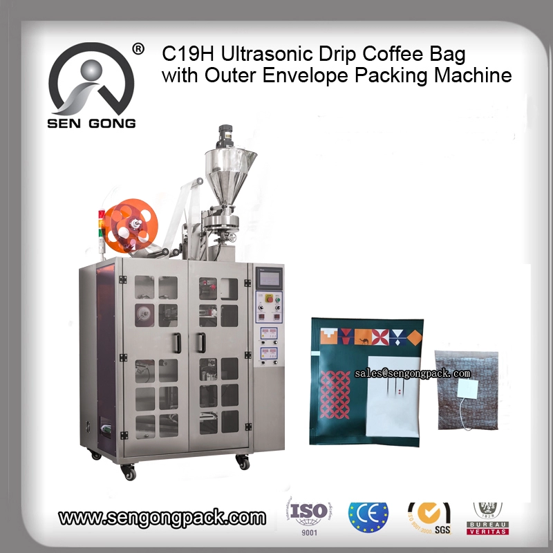 Dış Zarflı İrlanda Kahvesi için C19H PLA ultrasonik Damlama Torbası Paketleme Makinesi