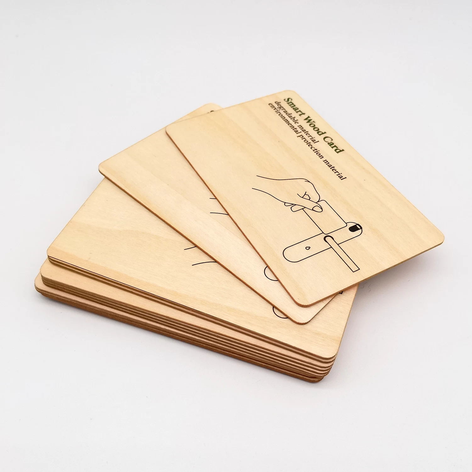 Programlanabilir Bambu Ahşap Kartvizitler RFID ISO14443A Akıllı NTAG 213 NFC Ahşap Kart