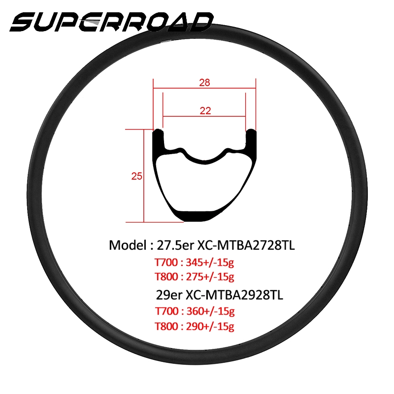 Superroad XC 29er 650B Asimetrik Karbon Jantlar Asimetrik Mtb Jant