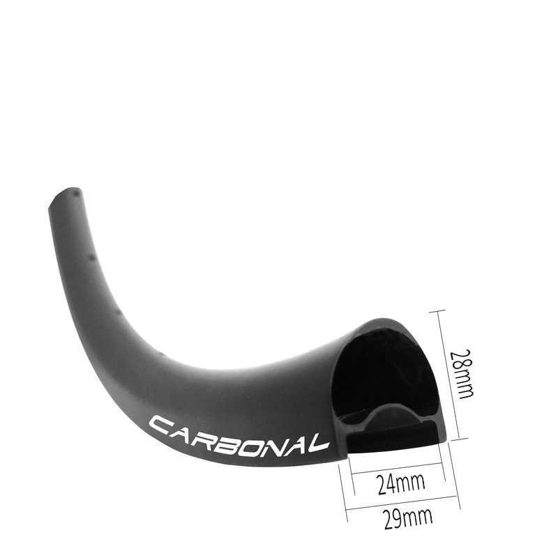 Çakıl bisiklet için asimetrik 29er kancasız 29 mm genişliğinde 28 mm derin karbon jant