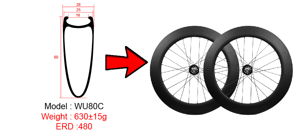 80mm parça bisiklet karbon tekerlekler