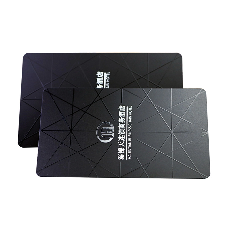 UV Spotlu Siyah PVC 13.56MHz RFID S50 Otel Anahtar Kartları